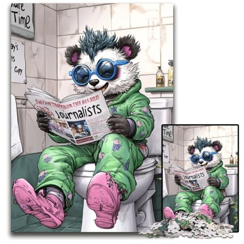 Puzzle für Erwachsene, 1000 Teile, Panda Go Toiletten-Puzzles für Erwachsene, anspruchsvolles Denkspiel für Teenager, Spaß für den Familienspieleabend, 26x38cm/10,23x14,96 Zoll von LiJianXXE