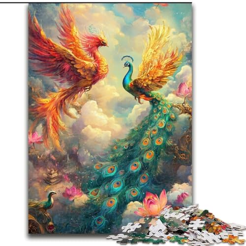 Puzzle für Erwachsene, 1000 Teile, Phönix und Pfau, Spiele, Spielzeug, Geschenk, einzigartige Geburtstags- und Geschenkideen für Kinder ab 14 Jahren (Größe 50x75cm) von LiJianXXE