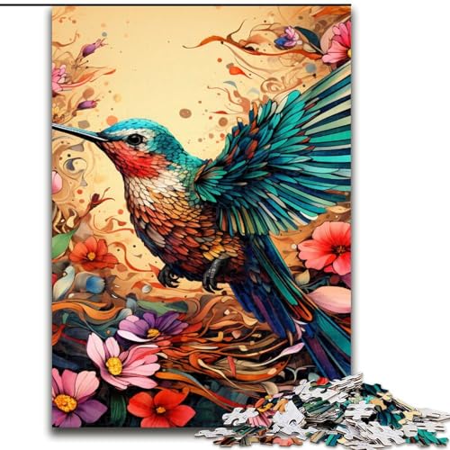 Puzzle für Erwachsene, 1000 Teile, Psychedelischer Kolibri, aus Holz, Geburtstage, Feiertage und Heimdekoration, 1000 Teile(50x75cm) von LiJianXXE