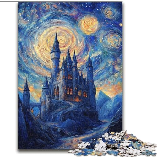 Puzzle für Erwachsene, 1000 Teile, Schloss unter den Sternen, Familienunterhaltungsspielzeug, ganze Familie, ab 14 Jahren (Größe 50x75cm) von LiJianXXE