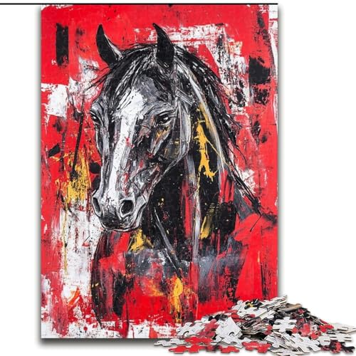 Puzzle für Erwachsene, 1000 Teile, Schwarzes Goldenes Pferd, Spiele, Spielzeug, Geschenk, einzigartige Geburtstags- und Geschenkideen für Kinder ab 14 Jahren (Größe 26x38cm) von LiJianXXE
