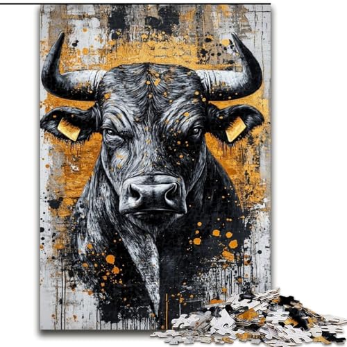 Puzzle für Erwachsene, 1000 Teile, Schwarzgold-Bulle, Familienunterhaltungsspielzeug, ganze Familie, ab 14 Jahren (Größe 26x38cm) von LiJianXXE