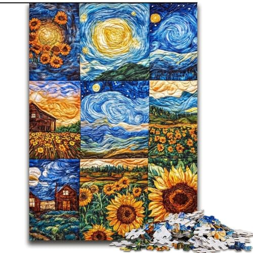 Puzzle für Erwachsene, 1000 Teile, Sonnenblumen-Collage, Familienunterhaltungsspielzeug, ganze Familie, ab 14 Jahren (Größe 50x75cm) von LiJianXXE