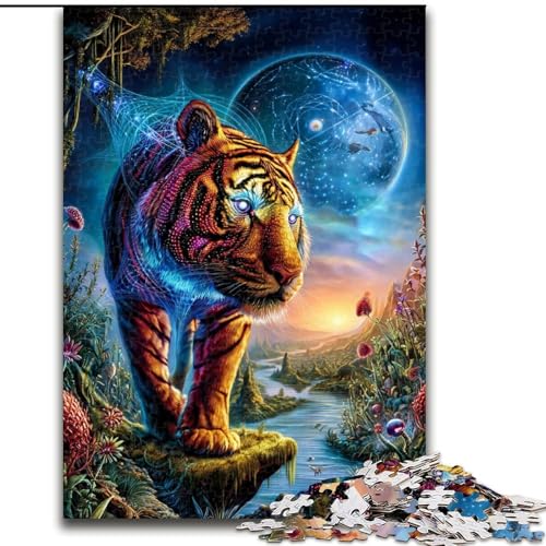 Puzzle für Erwachsene, 1000 Teile, Tier-Tiger-Kunst, Familienunterhaltungsspielzeug, ganze Familie, ab 14 Jahren (Größe 50x75cm) von LiJianXXE