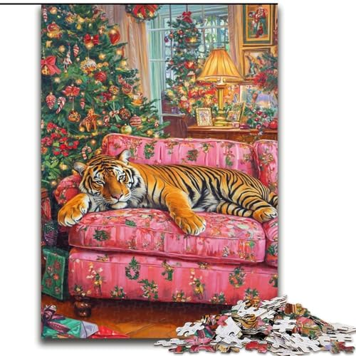 Puzzle für Erwachsene, 1000 Teile, Tiger auf dem Sofa, Spiele, Spielzeug, Geschenk, einzigartige Geburtstags- und Geschenkideen für Kinder ab 14 Jahren (Größe 26x38cm) von LiJianXXE