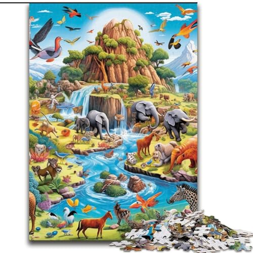 Puzzle für Erwachsene, 1000 Teile, afrikanische Tiere, aus Holz, für Teenager und Jugendliche, ideales Geburtstags, 1000 Teile(50x75cm) von LiJianXXE