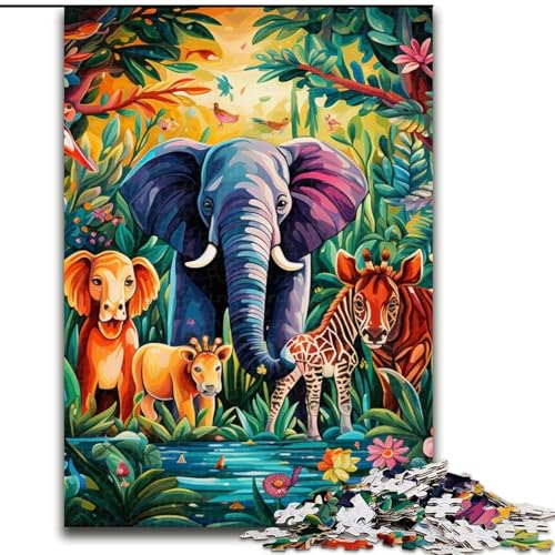 Puzzle für Erwachsene, 1000 Teile, afrikanische Tiere, aus Holz, interaktives Familienspiel, Heimdekoration zum Selbermachen, anspruchsvolles Denksport-Geschenk, 1000 Teile(50x75cm) von LiJianXXE
