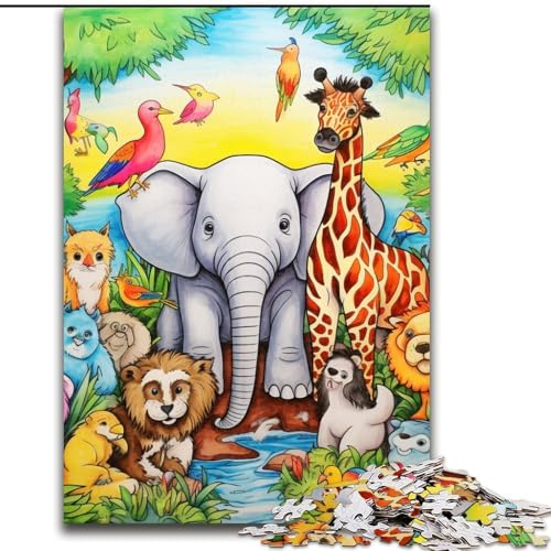 Puzzle für Erwachsene, 1000 Teile, afrikanische Tiere, aus Pappe, interaktives Familienspiel, Heimdekoration zum Selbermachen, anspruchsvolles Denkspiel als Geschenk, 1000 Teile(26x38cm) von LiJianXXE