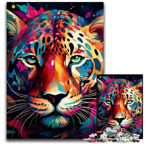 Puzzle für Erwachsene, 1000 Teile, bunter Leopard, schwierige Puzzles für Erwachsene, Denksportaufgabe und Heimdekoration, 26x38cm/10,23x14,96 Zoll von LiJianXXE
