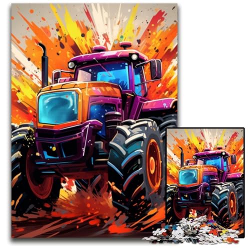 Puzzle für Erwachsene, 1000 Teile, bunter Traktor, Kartonpuzzle, pädagogisches Denkspiel, künstlerische Heim- und Bürodekoration, ab 14 Jahren, 26x38cm/10,23x14,96 Zoll von LiJianXXE