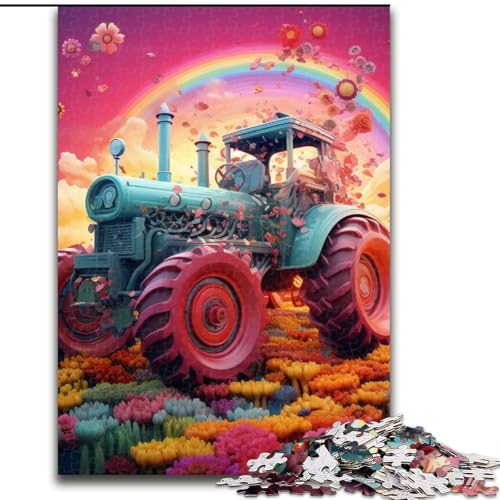 Puzzle für Erwachsene, 1000 Teile, bunter Traktor aus Holz, Geschenk, DIY-Spaß, geeignet als Dekoration für Zuhause, Wohnzimmer, Büro, 50x75cm, für interaktives Familienspiel von LiJianXXE