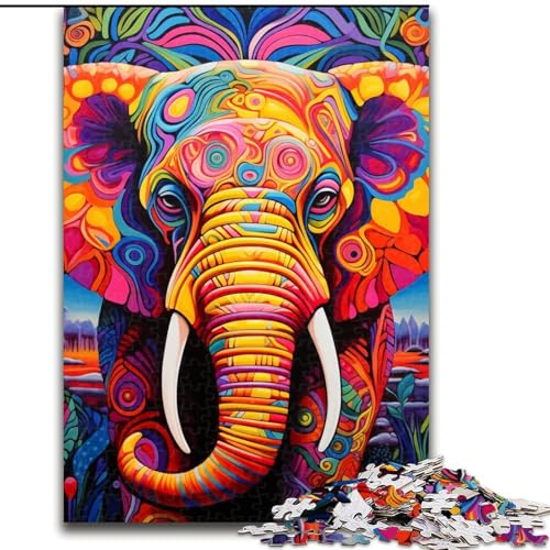 Puzzle für Erwachsene, 1000 Teile, buntes Elefanten-Puzzle aus Pappe, entspannende Unterhaltung, Heimdekoration, 1000 Teile(26x38cm) von LiJianXXE