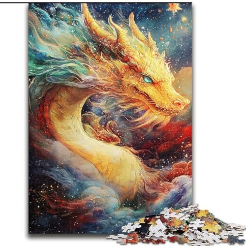 Puzzle für Erwachsene, 1000 Teile, chinesischer Drache, Familienunterhaltungsspielzeug, ganze Familie, ab 14 Jahren (Größe 26x38cm) von LiJianXXE