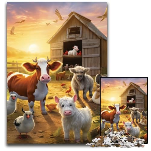 Puzzle für Erwachsene, 1000 Teile, farbenfrohe Kunst-Bauernhof-Puzzles für Erwachsene, anspruchsvolles Denkspiel für Teenager, Spaß für den Familienspieleabend, 26x38cm/10,23x14,96 Zoll von LiJianXXE
