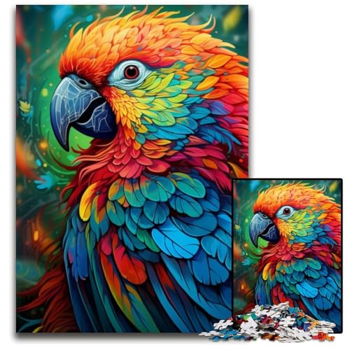 Puzzle für Erwachsene, 1000 Teile, farbenfroher Kunstpapagei, schwierige Puzzles für Erwachsene, Denksportaufgabe und Heimdekoration, 26x38cm/10,23x14,96 Zoll von LiJianXXE