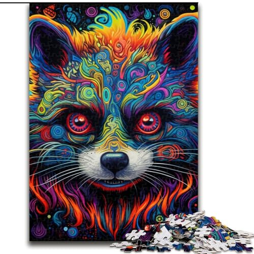 Puzzle für Erwachsene, 1000 Teile, farbenfrohes, süßes Waschbär-Puzzle aus Pappe, Geburtstage, Weihnachten, Halloween, Erntedankfest, Ostern, 1000 Teile(26x38cm) von LiJianXXE