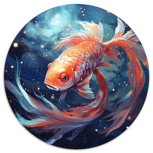 Puzzle für Erwachsene, 1000 Teile, farbenfrohes Art Koi, 1000 Teile, rundes Puzzle, Geschenke, interaktives Familienspiel, Denksportgeschenk, Lernspielzeug, 67,5 x 67,5 cm von LiJianXXE