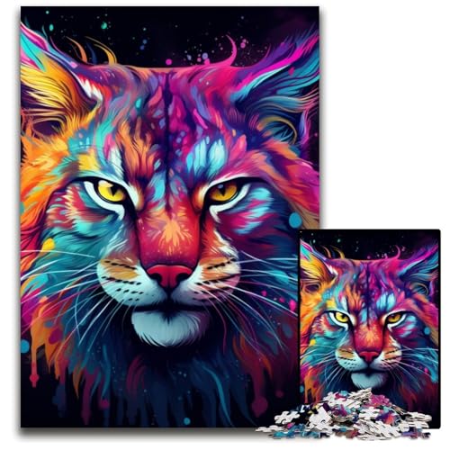 Puzzle für Erwachsene, 1000 Teile, farbenfrohes Kunst-Luchs-Kartonpuzzle für Erwachsene, Heimaktivität für Feiertage, Geburtstage und Familienspieleabende, 26x38cm/10,23x14,96 Zoll von LiJianXXE