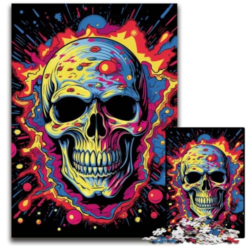 Puzzle für Erwachsene, 1000 Teile, farbenfrohes Totenkopf-Kunstpuzzle für Erwachsene, anspruchsvolles Denkspiel für Teenager, Spaß für den Familienspieleabend, 26x38cm/10,23x14,96 Zoll von LiJianXXE