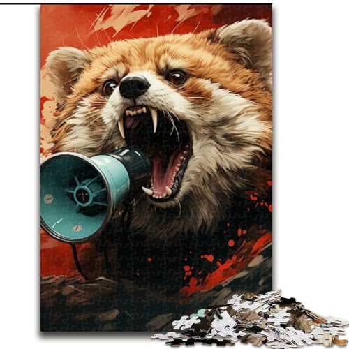 Puzzle für Erwachsene, 1000 Teile, farbenfrohes rotes Panda-Puzzle aus Holz, entspannende Unterhaltung, Heimdekoration, 1000 Teile(50x75cm) von LiJianXXE