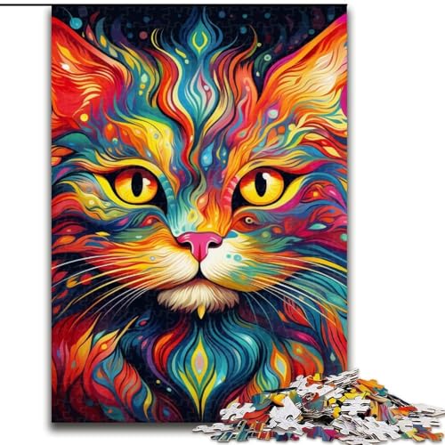 Puzzle für Erwachsene, 1000 Teile, psychedelische Katze aus Holz, geeignet für Geburtstage, Halloween, Thanksgiving, Ostern, 50x75cm, Geburtstagsfeier für Männer und Frauen Puzzle für Erwachsene, 1000 Teile, psychedelische Katze aus Holz, geeignet für Geburtstage, Halloween, Thanksgiving, Ostern, 50x75cm, Geburtstagsfeier für Männer und Frauen von LiJianXXE