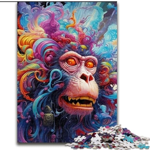 Puzzle für Erwachsene, 1000 Teile, psychedelisches Affen-Puzzle, aus Pappe, entspannende Unterhaltung, Heimdekoration, 1000 Teile(26x38cm) von LiJianXXE