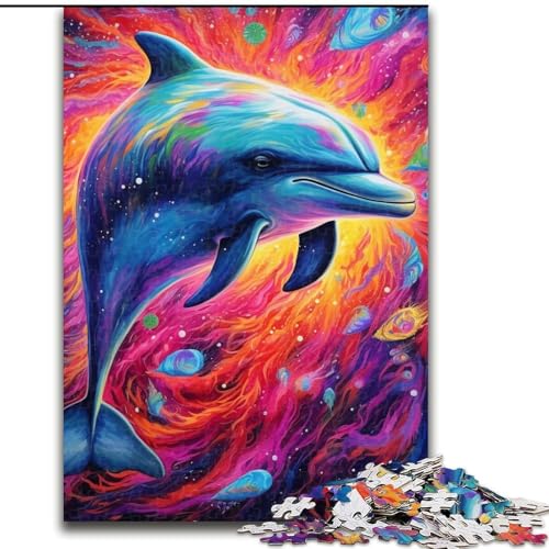 Puzzle für Erwachsene, 1000 Teile, psychedelisches Delfin-Puzzle aus Pappe, interaktives Familienspiel, Heimdekoration zum Selbermachen, anspruchsvolles Denksport-Geschenk, 1000 Teile(26x38cm) von LiJianXXE