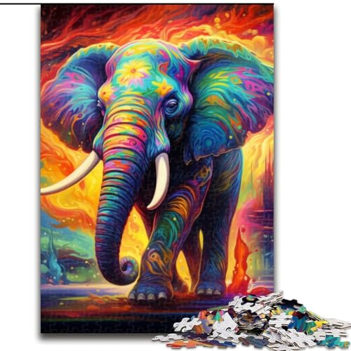 Puzzle für Erwachsene, 1000 Teile, psychedelisches Elefanten-Puzzle, aus Holz, ideal für Büro, Schlafzimmer, Wohnzimmer-Dekor, 1000 Teile(50x75cm) von LiJianXXE