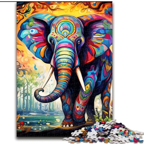 Puzzle für Erwachsene, 1000 Teile, psychedelisches Elefanten-Puzzle, aus Pappe, Familie und Freunde, knifflige Herausforderung, 1000 Teile(26x38cm) von LiJianXXE