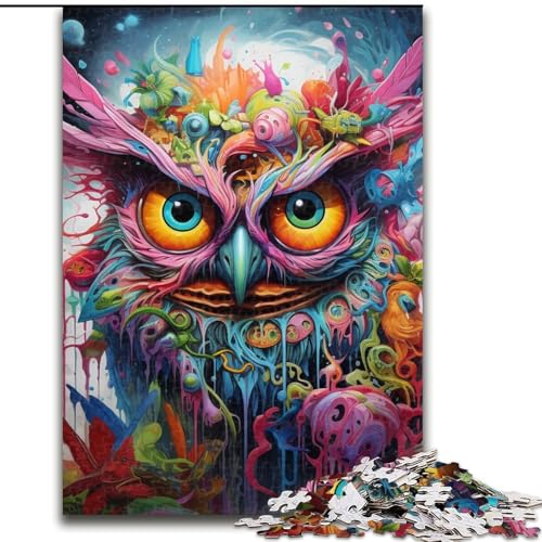 Puzzle für Erwachsene, 1000 Teile, psychedelisches Eulen-Puzzle, aus Pappe, ideal für Büro, Schlafzimmer, Wohnzimmerdekoration, 1000 Teile(26x38cm) von LiJianXXE