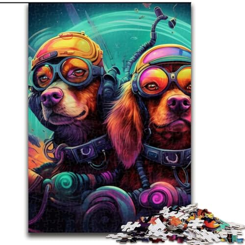 Puzzle für Erwachsene, 1000 Teile, psychedelisches Golden Retriever-Puzzle aus Pappe, Familie und Freunde, knifflige Herausforderung, 1000 Teile(26x38cm) von LiJianXXE