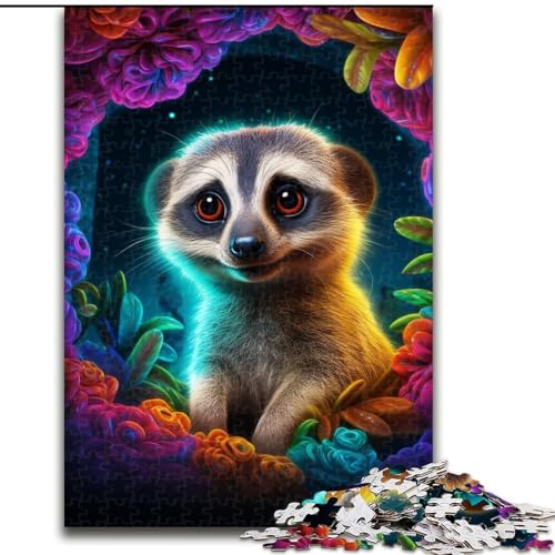 Puzzle für Erwachsene, 1000 Teile, psychedelisches Tier-Lemur-Puzzle aus Pappe, interaktives Familienspiel, Heimdekoration zum Selbermachen, anspruchsvolles Denksport-Geschenk, 1000 Teile(26x38cm) von LiJianXXE