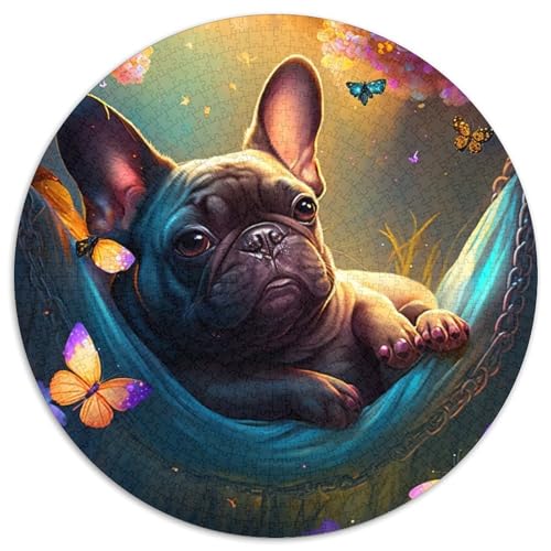 Puzzle für Erwachsene, 1000 Teile, schöne französische Bulldogge, rundes Puzzle mit 1000 Teilen, hochschwieriges Denkspiel für Teenager, 67,5 x 67,5 cm Puzzle für Erwachsene, 1000 Teile, schöne französische Bulldogge, rundes Puzzle mit 1000 Teilen, hochschwieriges Denkspiel für Teenager, 67,5 x 67,5 cm von LiJianXXE