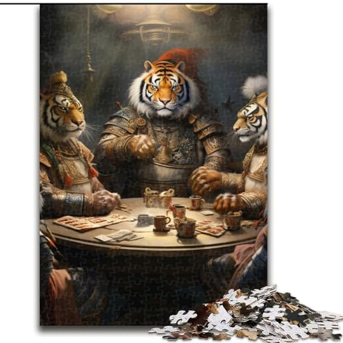 Puzzle für Erwachsene, 1000 Tiger Poker Puzzle, aus Pappe, entspannende Unterhaltung, Heimdekoration, 1000 Teile(26x38cm) von LiJianXXE