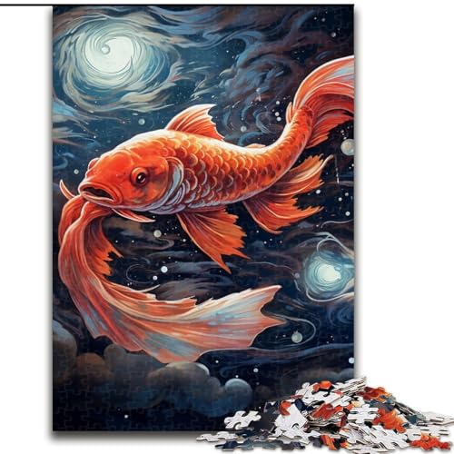 Puzzle für Erwachsene, 1000 farbenfrohe Art-Koi aus Holz, perfekt für Familienspaß an Geburtstagen, Weihnachten, 50x75cm, für Heimdekoration, Gehirntraining von LiJianXXE