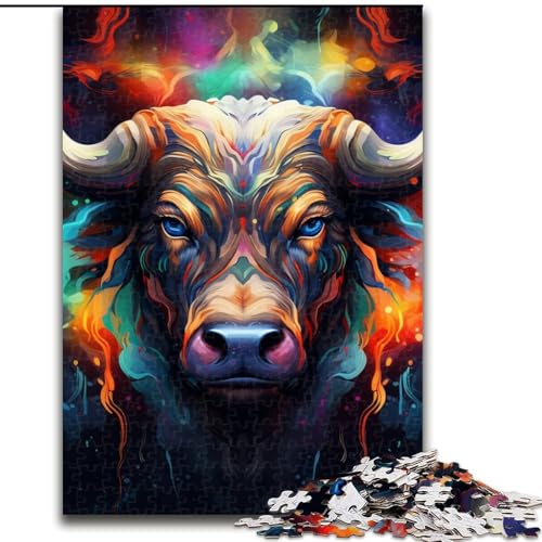 Puzzle für Erwachsene, 1000 psychedelische Büffel-Puzzles aus Pappe, geeignet für Geburtstage, Halloween, Thanksgiving, Ostern, 1000 Teile(26x38cm) von LiJianXXE