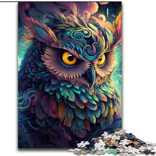 Puzzle für Erwachsene, 1000 psychedelische Eulen-Puzzles aus Pappe, geeignet für Geburtstage, Halloween, Thanksgiving, Ostern, 1000 Teile(26x38cm) von LiJianXXE