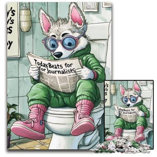 Puzzle für Erwachsene, 1000-teiliges Husky Go-Toiletten-Puzzle für Erwachsene, perfekt für Heimdekoration, Geburtstage, Feiertage und Geschenke, 50x75cm/19,68x29,52 Zoll Puzzle für Erwachsene, 1000-teiliges Husky Go-Toiletten-Puzzle für Erwachsene, perfekt für Heimdekoration, Geburtstage, Feiertage und Geschenke, 50x75cm/19,68x29,52 Zoll von LiJianXXE