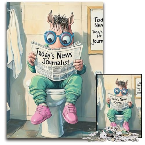Puzzle für Erwachsene, 1000-teiliges Kartonpuzzle „Horse Go Toilet“, anspruchsvolles Denkspiel für Teenager, Spaß für den Familienspielabend, 26x38cm/10,23x14,96 Zoll von LiJianXXE