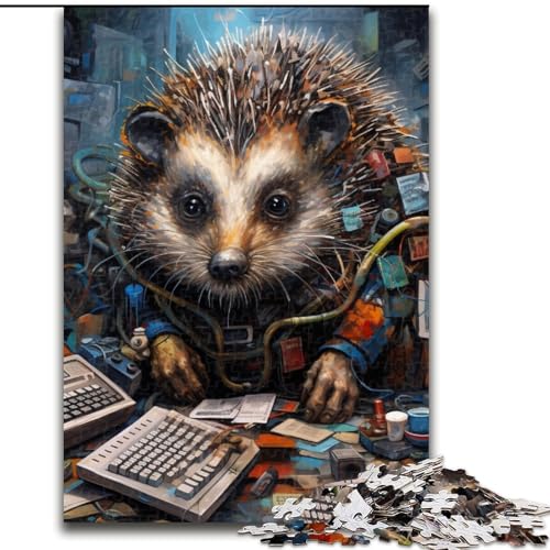 Puzzle für Erwachsene, 1000-teiliges Kunst-Igel-Puzzle aus Holz, anspruchsvolles Denkspiel für Teenager, Spaß für den Familienspieleabend, 1000 Teile(50x75cm) von LiJianXXE