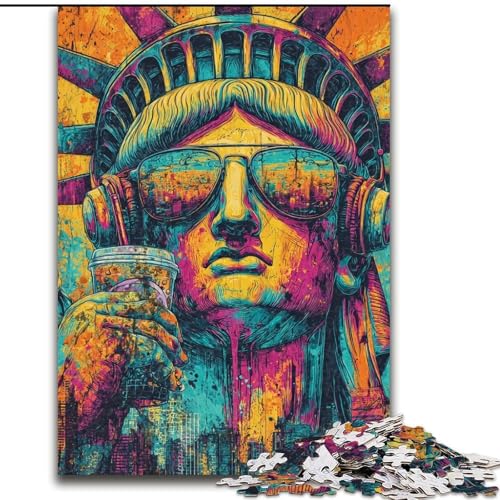 Puzzle für Erwachsene, 1000-teiliges Puzzle, Pop-Art-Freiheitsstatue, Familienaktivität, einzigartige Heimdekoration und Geschenke für Kinder ab 14 Jahren (Größe 26x38cm) von LiJianXXE