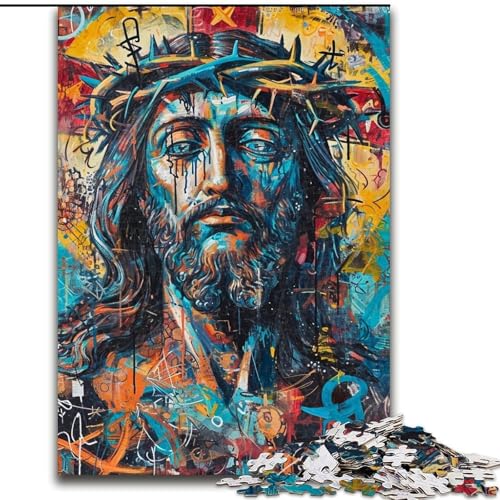 Puzzle für Erwachsene, 1000-teiliges Puzzle Jesus Graffiti, Familienaktivität, einzigartige Heimdekoration und Geschenke für Kinder ab 14 Jahren (Größe 26x38cm) von LiJianXXE