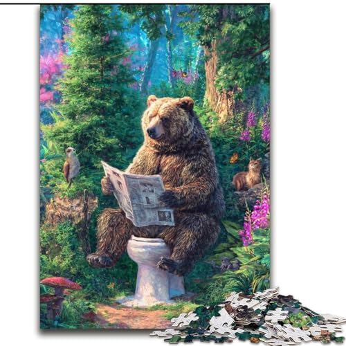 Puzzle für Erwachsene,1000 Teile,Grizzlybär auf der Toilette,für Kinder ab 14 Jahren,jedes Teil ist einzigartig – lustiges und herausforderndes Spiel für die ganze Familie,tolles Geschenk 50x75cm von LiJianXXE