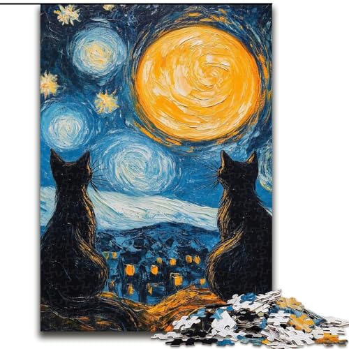 Puzzle für Erwachsene,1000 Teile,Nachthimmel,schwarze Katze,für Kinder ab 14 Jahren,jedes Teil ist einzigartig – lustiges und herausforderndes Spiel für die ganze Familie,tolles Geschenk Größe 26x38cm Puzzle für Erwachsene,1000 Teile,Nachthimmel,schwarze Katze,für Kinder ab 14 Jahren,jedes Teil ist einzigartig – lustiges und herausforderndes Spiel für die ganze Familie,tolles Geschenk Größe 26x38cm von LiJianXXE