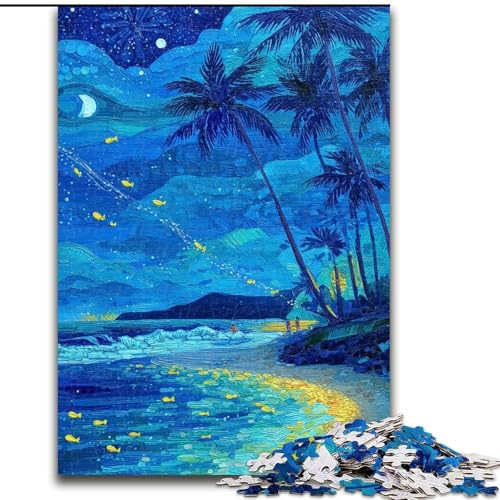Puzzle für Erwachsene,1000 Teile,Nachthimmel und Strand,für Kinder ab 14 Jahren Jedes Teil ist einzigartig – lustiges und herausforderndes Spiel für die ganze Familie Tolles Geschenk (Größe 26x38cm) von LiJianXXE