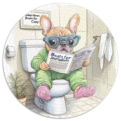 Puzzle für Erwachsene,1000 Teile „Französische Bulldogge geht auf die Toilette“,runde Puzzles 1000 Teile für Erwachsene zur Heimdekoration,ideales Weihnachts- und Neujahrsgeschenk für Teenager, Puzzle für Erwachsene,1000 Teile „Französische Bulldogge geht auf die Toilette“,runde Puzzles 1000 Teile für Erwachsene zur Heimdekoration,ideales Weihnachts- und Neujahrsgeschenk für Teenager, von LiJianXXE