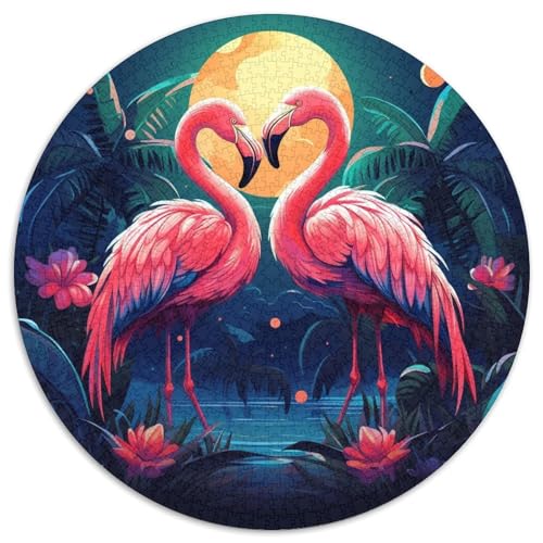 Puzzle für Erwachsene 1000 Flamingo 1000 Teile Rundes Puzzle Geschenke Interaktives Familienspiel, Denksportgeschenk, Lernspielzeug 67,5 x 67,5 cm von LiJianXXE