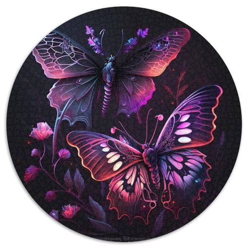 Puzzle für Erwachsene 1000 Schmetterlingskunst 1000 Teile Rundes Puzzle Geschenke Interaktives Familienspiel, Denksportgeschenk, Lernspielzeug 67,5 x 67,5 cm von LiJianXXE