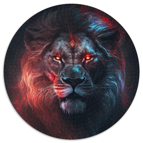 Puzzle für Erwachsene 1000 Teile, Fantasy-Löwe, 1000 Teile, rundes Puzzle, Geschenke, interaktives Familienspiel, Denksportgeschenk, Lernspielzeug, 67,5 x 67,5 cm von LiJianXXE