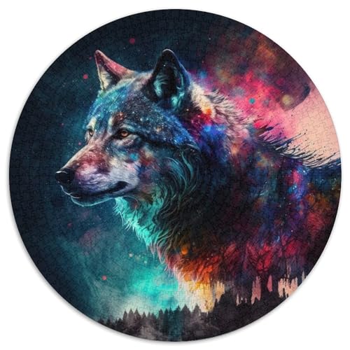 Puzzle für Erwachsene 1000 Teile, Fantasy Wolf, 1000 Teile, rundes Puzzle, Geschenke, interaktives Familienspiel, Denksportgeschenk, Lernspielzeug, 67,5 x 67,5 cm von LiJianXXE